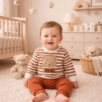 Mini Mundo Papyonlu Ayıcıklı Erkek Bebek Takımı