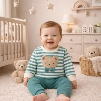 Mini Mundo Papyonlu Ayıcıklı Erkek Bebek Takımı