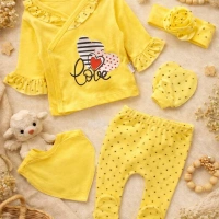 MiniCayzen Kalp Detaylı Yenidoğan 5li Set