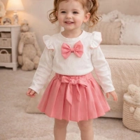 MisiMisi Kurdele Detaylı Kız bebel Elbise Takımı 2 Parça