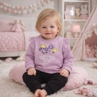 Nazar Çiçek Baskılı Kız Bebek Takım