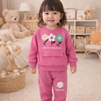 Nazar Çiçek Kabartma Baskılı Kız Bebek Takımı