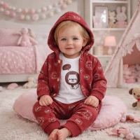 Nazar Roar Baskılı Kalın Kapşonlu 3lü Bebek Takımı