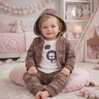 Nazar Roar Baskılı Kalın Kapşonlu 3lü Bebek Takımı