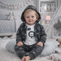 Nazar Roar Baskılı Kalın Kapşonlu 3lü Bebek Takımı