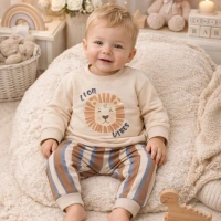 Necixs Aslan Baskılı Altı Çizgili Bebek Takımı