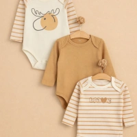 Necixs Çizgili Geyik Desenli Bebek Body