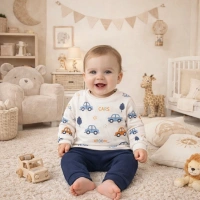 Nikuby Araba Baskılı Erkek Bebek Takımı