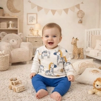 Nikuby Zebra Baskılı Erkek Bebek Takımı