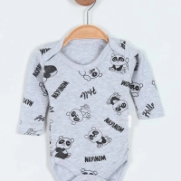 Panda Baskılı Uzun Kollu Erkek Bebe Badi
