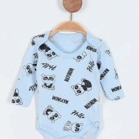 Panda Baskılı Uzun Kollu Erkek Bebe Badi