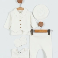 Papyonlu Yelek Detaylı Erkek Bebek Takım