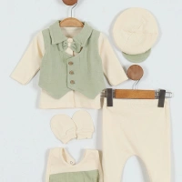 Papyonlu Yelek Detaylı Erkek Bebek Takım