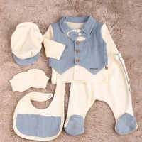 Papyonlu Yelek Detaylı Erkek Bebek Takım