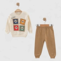 Rabbit Baskılı Penye Bebek Takımı