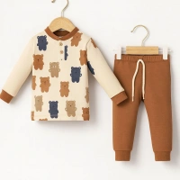 Renkli Ayıcık Baskılı Bebek Takımı