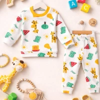 Sevilla Zürafa Baskılı Yakadan Çıtçıtlı Pijama Takımı