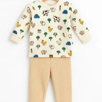 Sevimli Hayvanlar Desenli Bebek Takımı