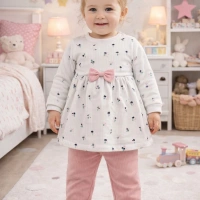 TukTuk Kurdeleli Baskılı Kız Bebek Takım