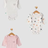 Uzun Kollu Çıtçıtlı 3lü Bebek Badi