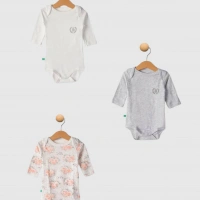 Uzun Kollu Çıtçıtlı 3lü Bebek Badi