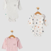 Uzun Kollu Çıtçıtlı 3lü Bebek Badi