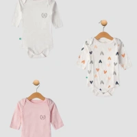 Uzun Kollu Çıtçıtlı 3lü Bebek Badi