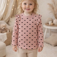 YKŞ Kids Kalp Baskılı Fitilli Kız Çocuk Sweatshirt