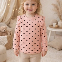 YKŞ Kids Kalp Baskılı Fitilli Kız Çocuk Sweatshirt