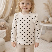 YKŞ Kids Kalp Baskılı Fitilli Kız Çocuk Sweatshirt