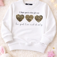 Ykş Kids kalp Leopar Baskılı Kız Çocuk Sweatshirt