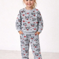 Ykş Kids Kız Gri Baskılı Pijama Takımı