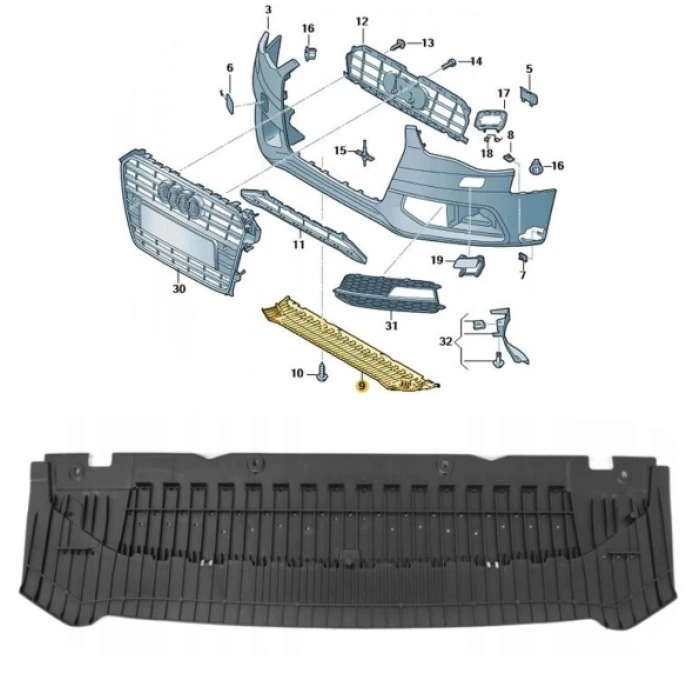 Audi A4 2013-2016 Ön Tampon Alt Spoyler 8K0807611