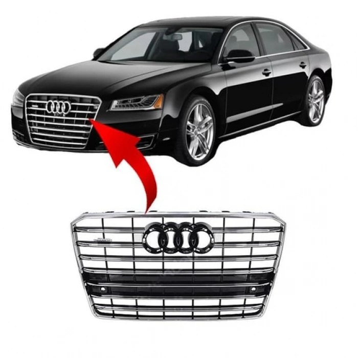 Audi A8 Sline 2014-2017 Ön Panjur Kromlu 4H0853651AB