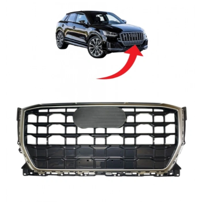 Audi Q2 2017-2022 Ön Panjur Parlak Siyah+Mat Krom 81A853651H RN4