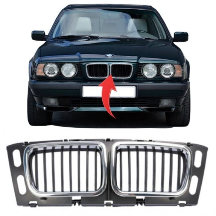 Bmw 5 Serisi E34 Ön Panjur Orta Krom Çerçeveli 1994-1996 51138148727