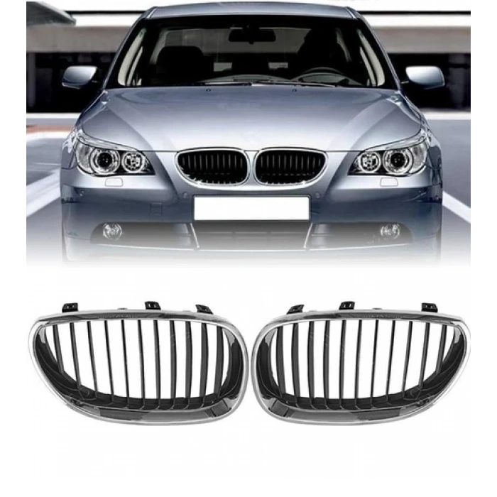 Bmw 5 Serisi E60 2004-2009 Ön Panjur Seti Krom Siyah 51712155446/47