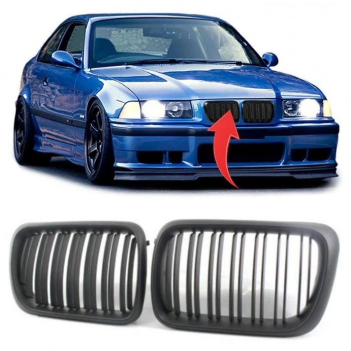 Bmw E36 1997-1999 Ön Panjur Set Mat Siyah 51138195151/152