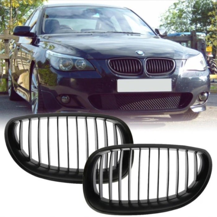 Bmw E60 2004-2009 Mat Siyah Ön Panjur Seti 51137027061/062