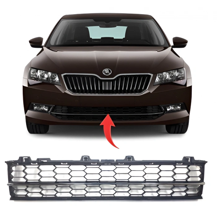 Skoda Superb 2015-2019 Orta Izgara Kromlu 3V0853677/551A