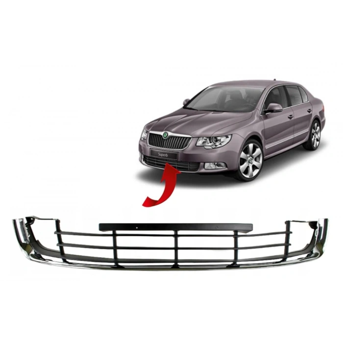 Skoda Superb Ön Tampon Orta Izgara Kromlu 2009-2013 3T0853677