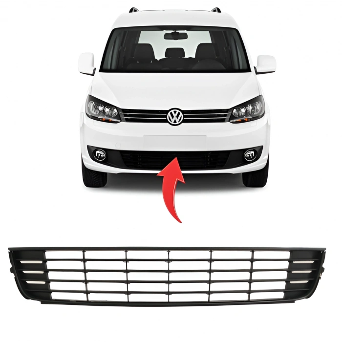 Vw Caddy 2011-2015 Ön Tampon Orta Izgara Kromsuz 1T0853677C