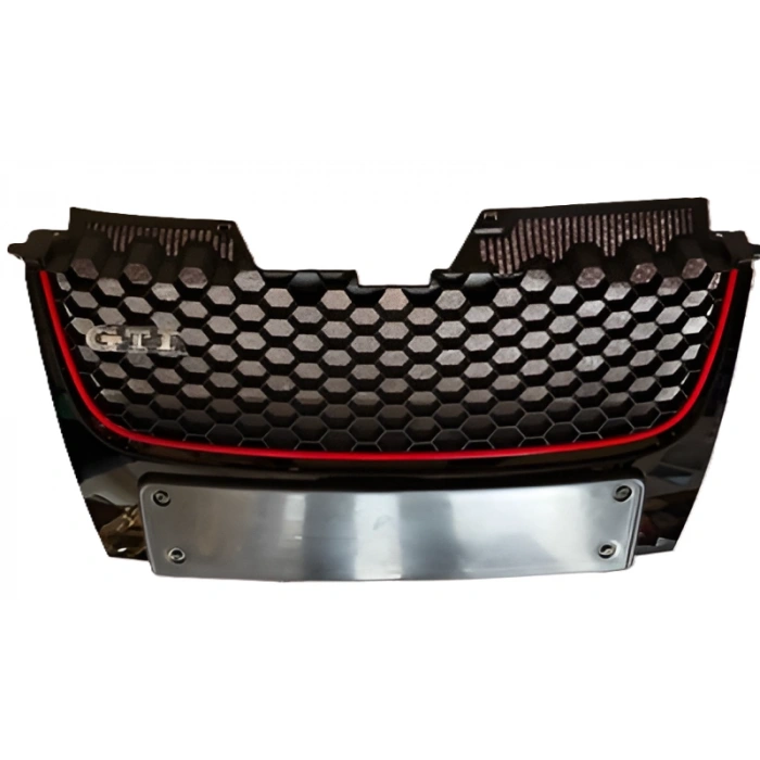 Vw Golf 5 GTI 2004-2009 Ön Panjur Siyah Kırmızı Çizgili GTI Yazılı