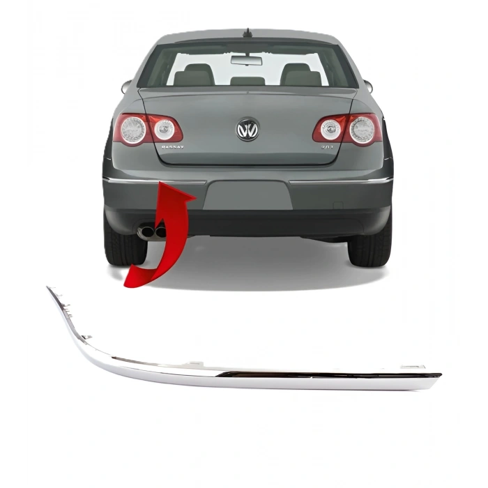 Vw Passat 2006-2011 Tampon Nikelajı Arka Sol Krom 3C5807459A