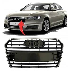 Audi A6 2015-2018 Ön Panjur Kromlu Parlak Siyah 4G0853651AE
