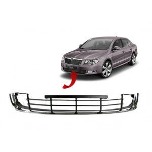 Skoda Superb 2013-2015 Ön Tampon Orta ızgara Siyah 3T0853677A