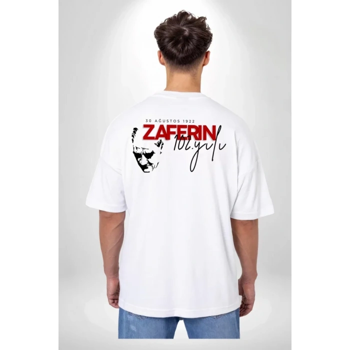 30 Ağustos Baskılı Tshirt  Beyaz