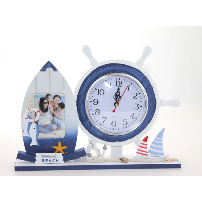 Ahşap Marin Dümenli Çerçeveli Saat Model 1