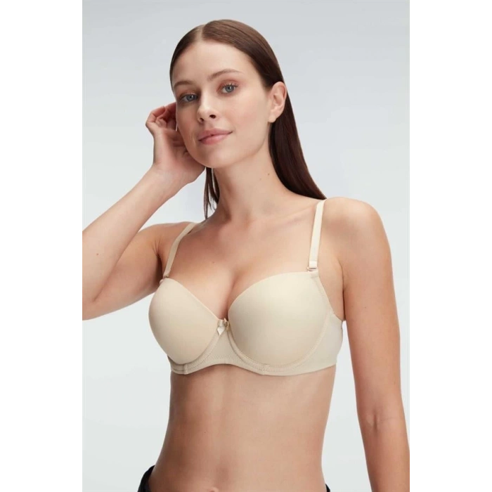 Secretsita Balenli Destekli Dolgulu Askıları Çıkabilen Günlük Klasik T-Shirt Sütyeni