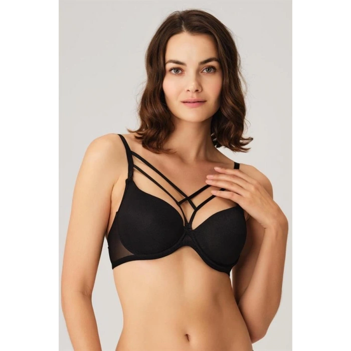 Secretsita Balenli Desteksiz Dolgusuz Askıları Çıkabilen Yaka Detaylı T-Shirt Sütyeni